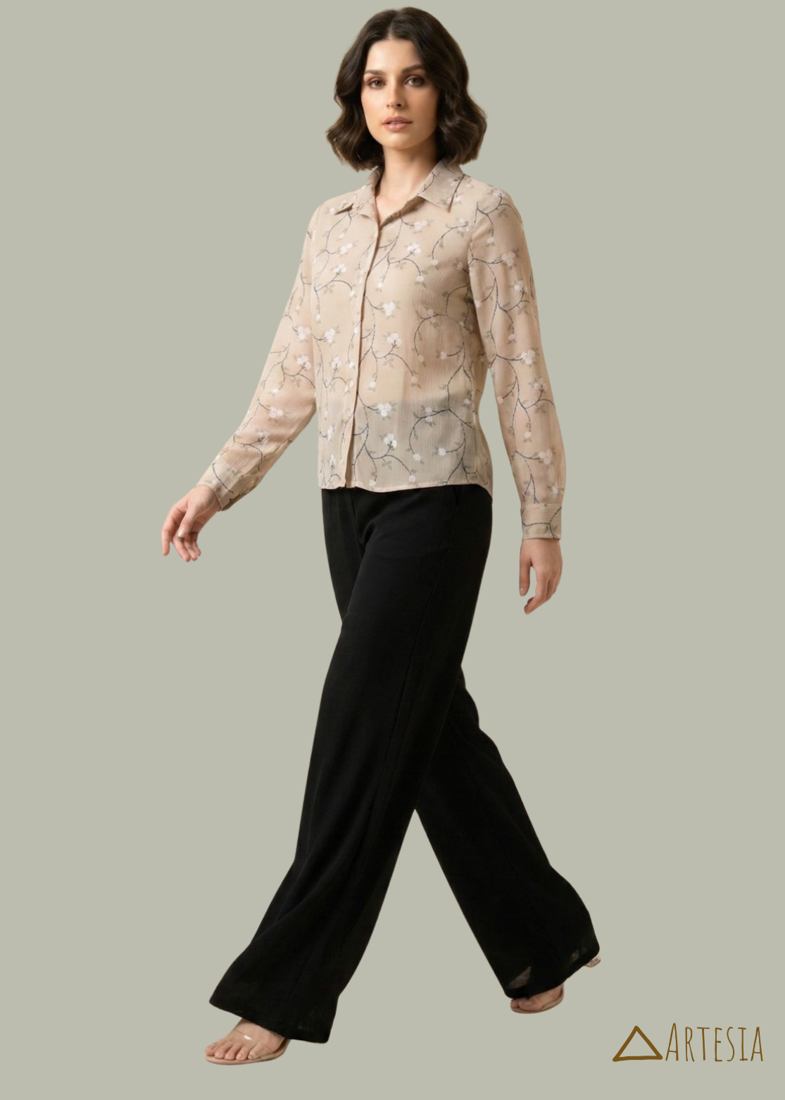 Aurelia Vine Silk-Chiffon Shirt
