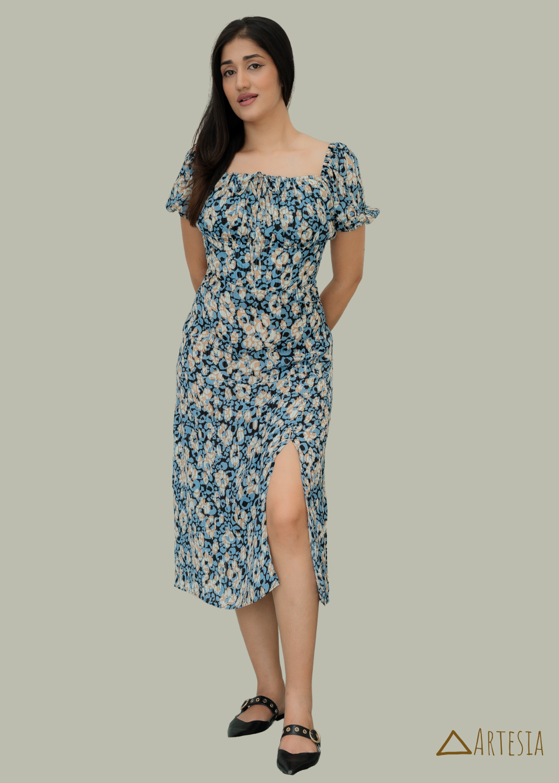 Serenity Blue Floral Midi dress