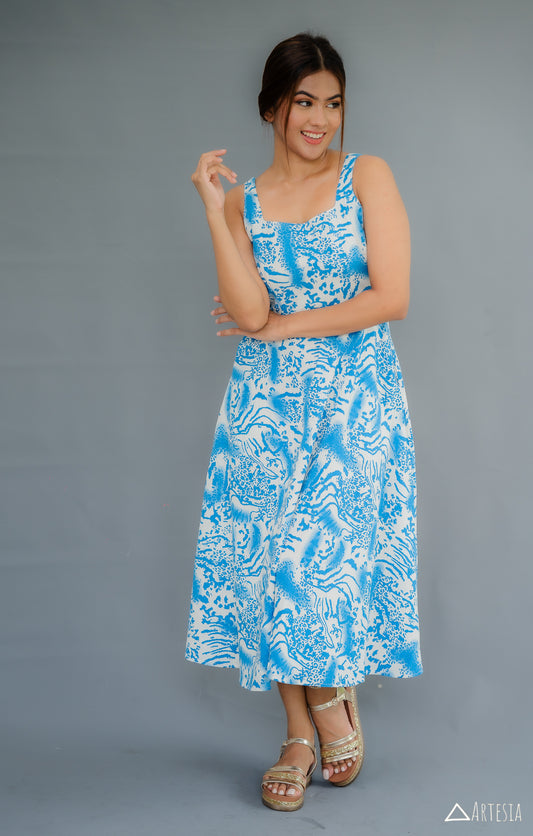 Azure Delicacy Linen Dress