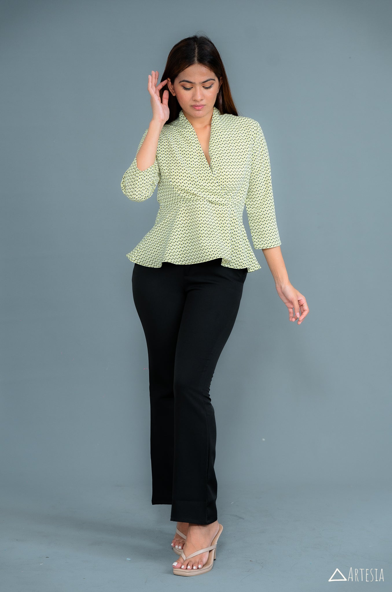 Lime Fleur Peplum Top