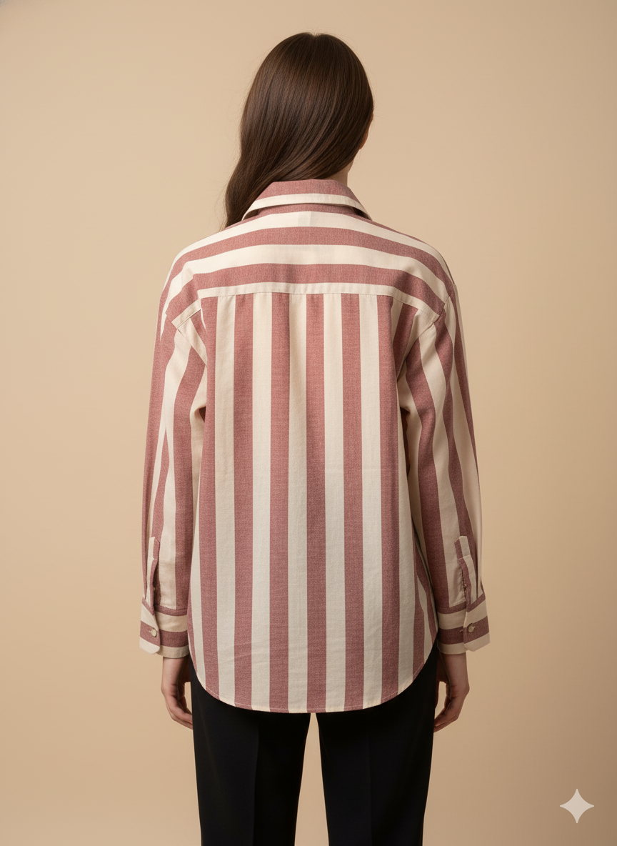 Rose Dune Linen Stripe Shirt