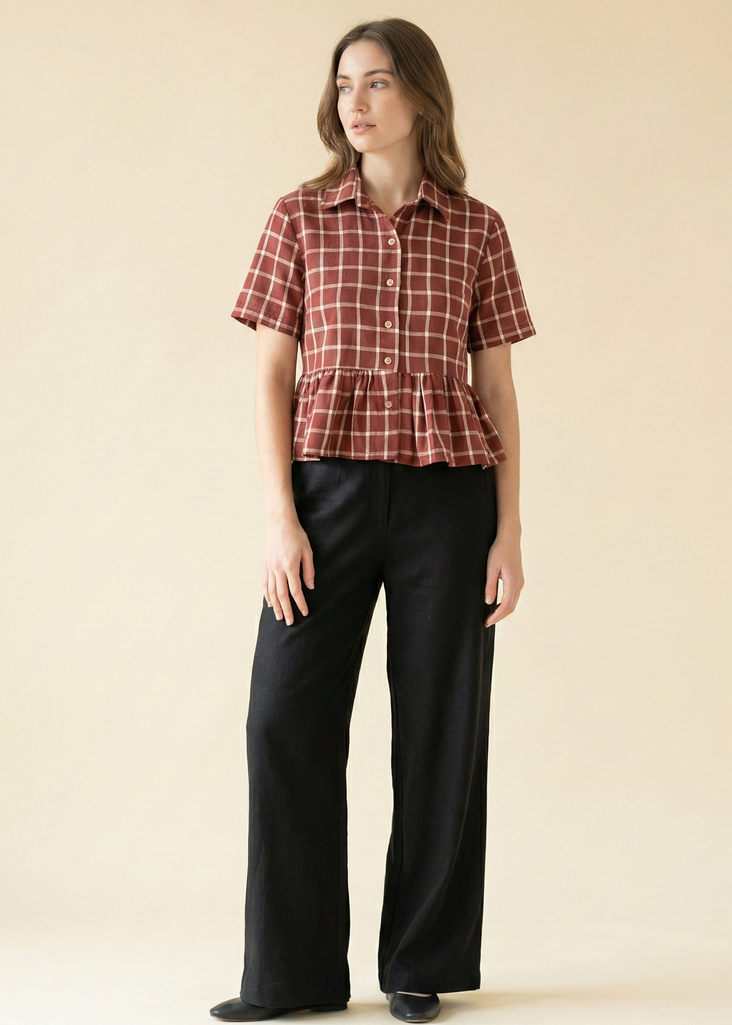 Sienna Check Peplum Top