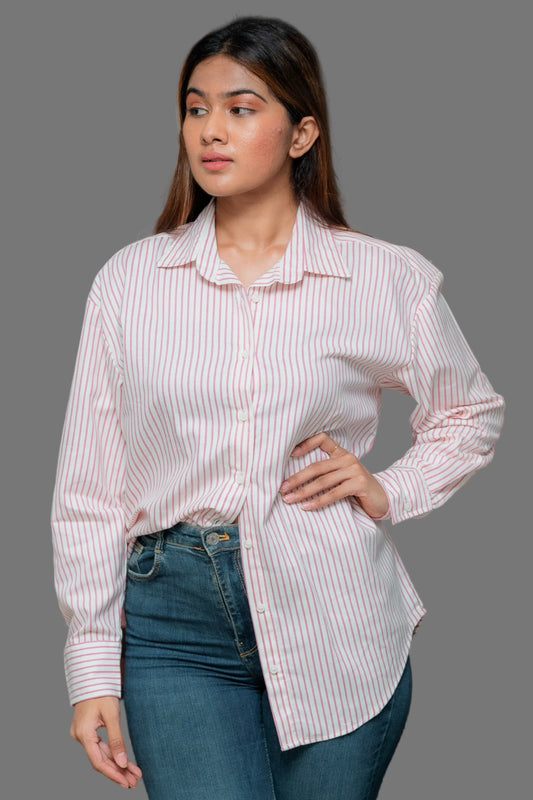 Blush Stripes Oversized Blouse