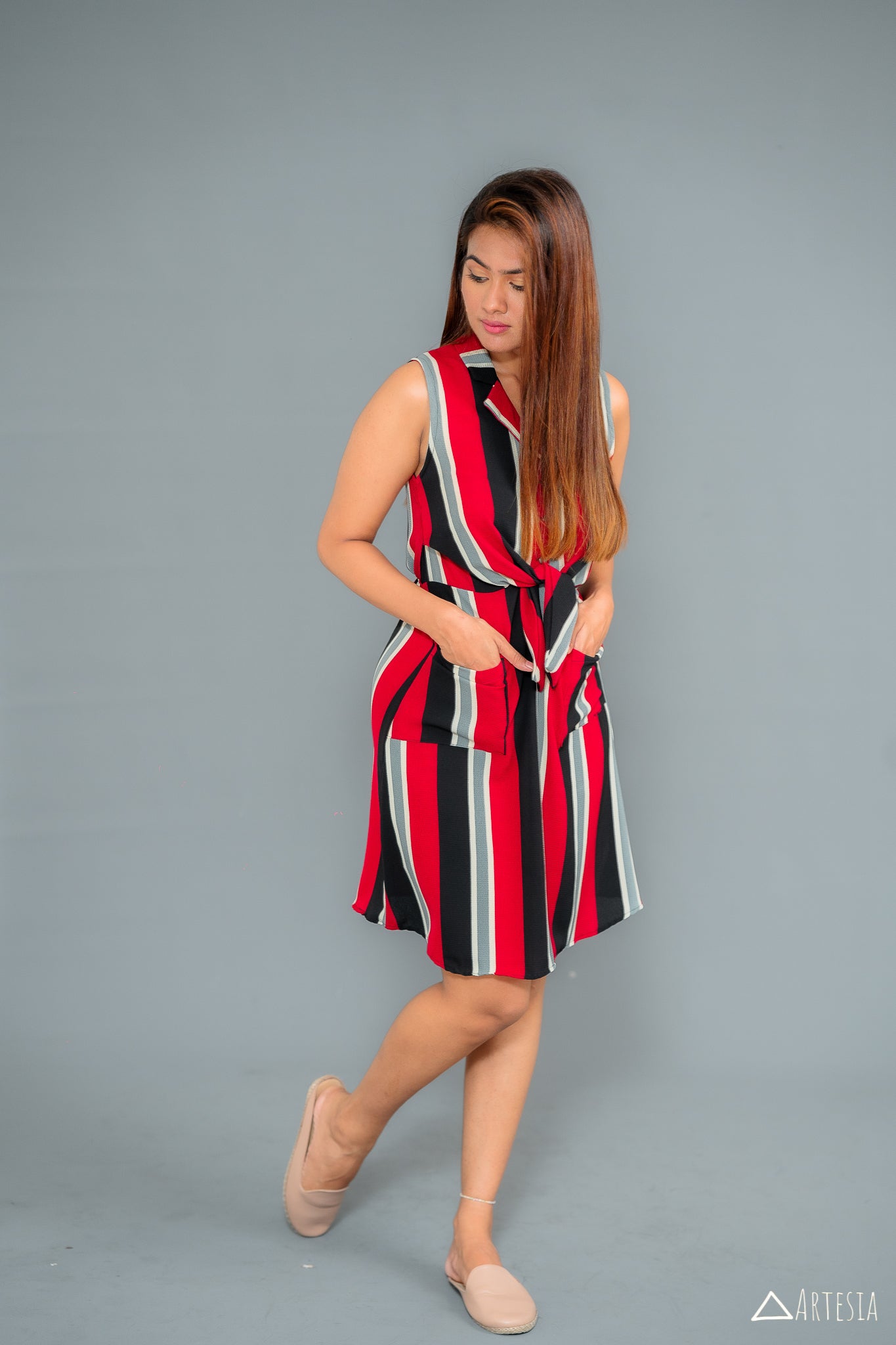 Crimson Chic Stripe Dress