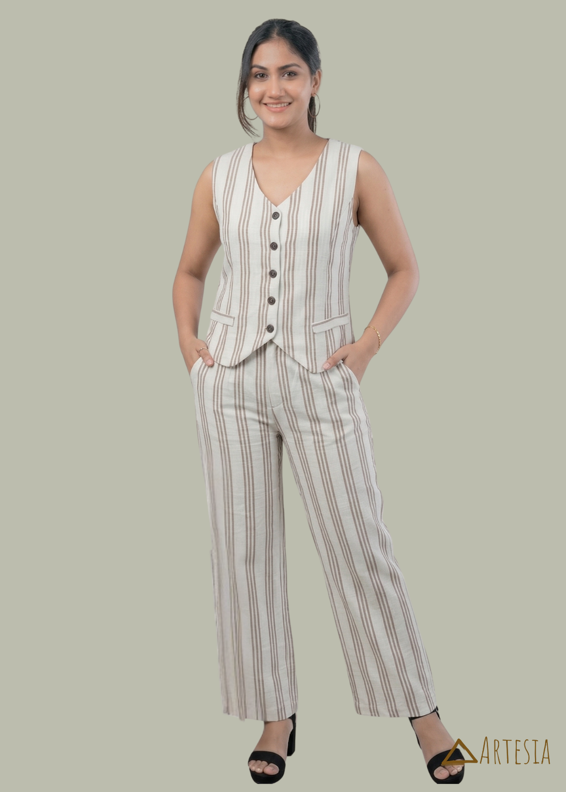 Caspian Stripe Tailored Duo - Top