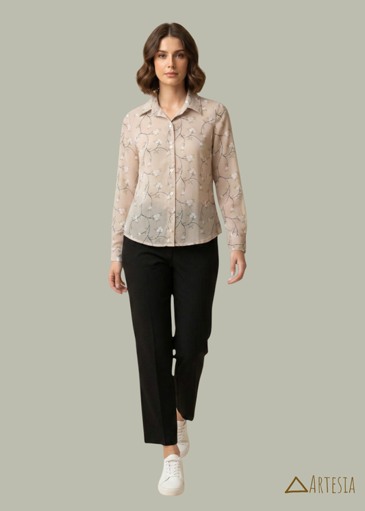 Aurelia Vine Silk-Chiffon Shirt
