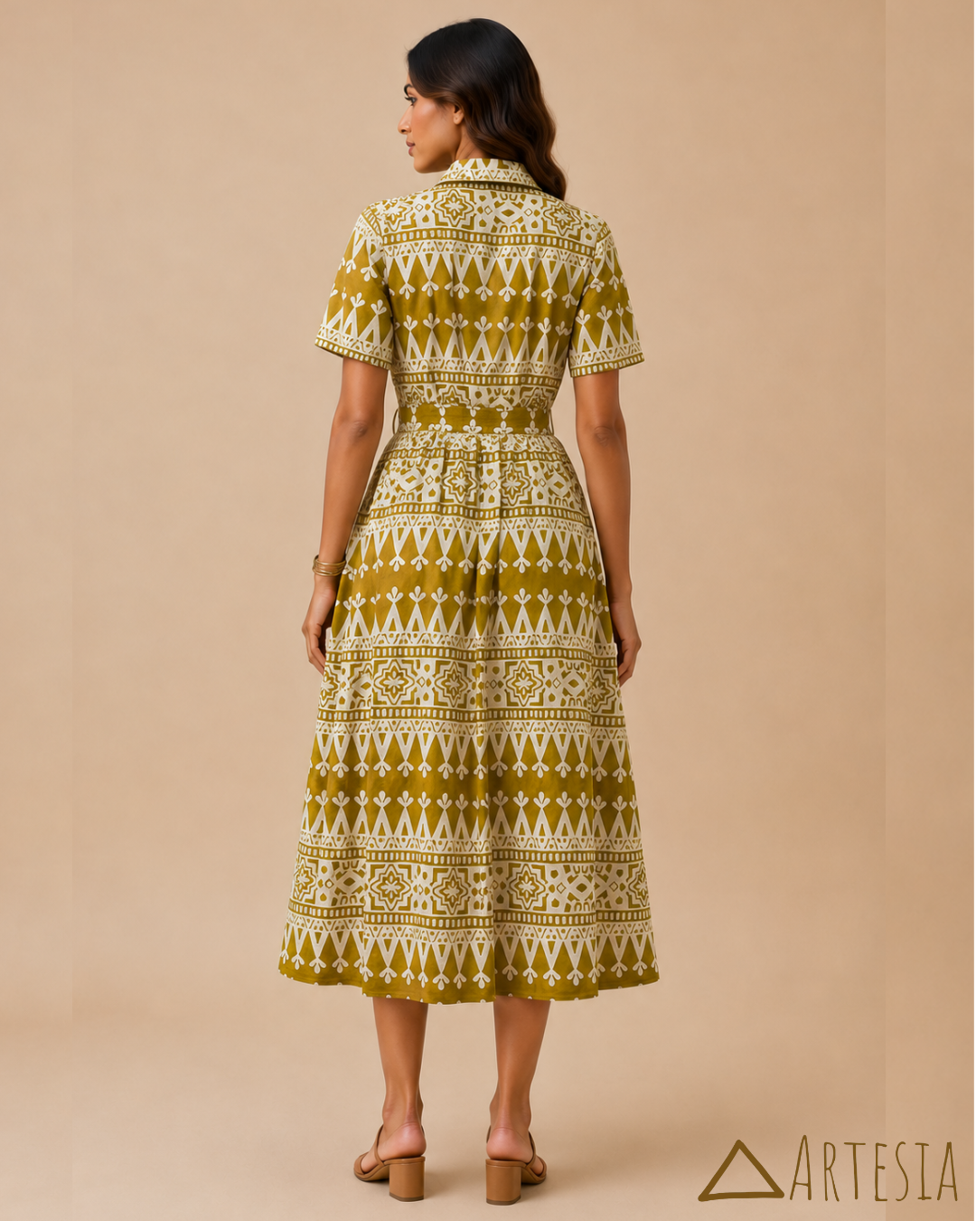 Atlas Ochre Midi Dress