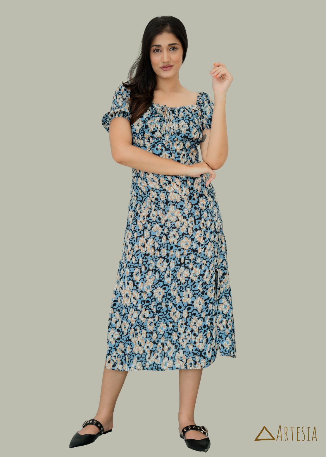 Serenity Blue Floral Midi dress