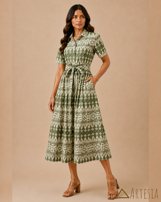 Atlas Olive Midi Dress