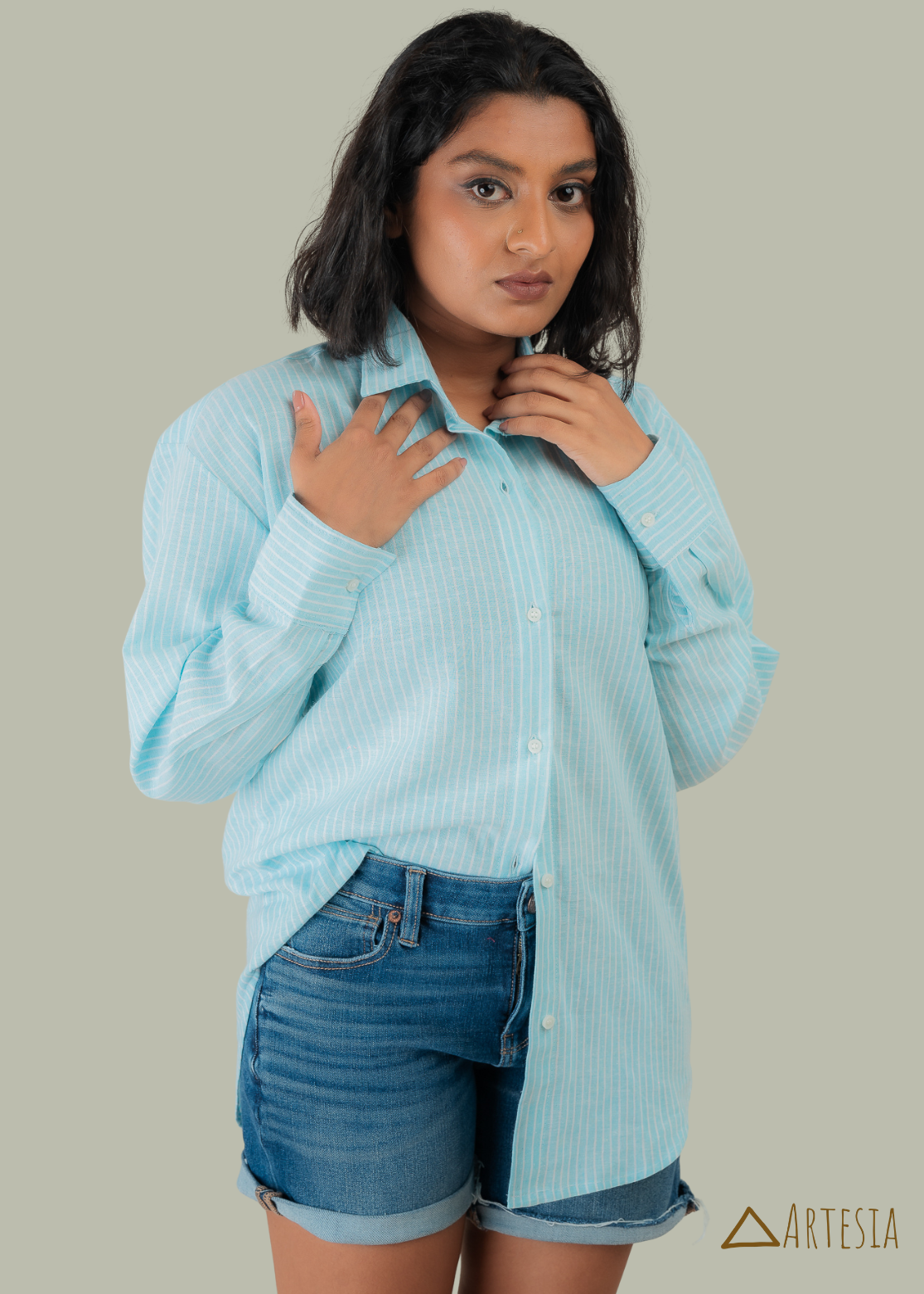 Manhattan Sky Oversized Blouse