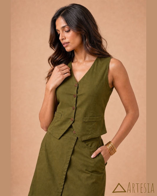 Capri Olive Tailored Duo - Top