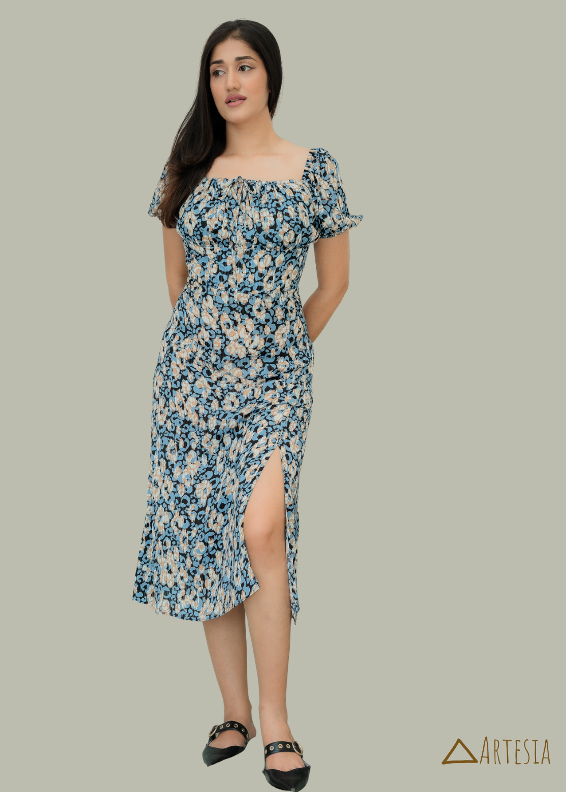 Serenity Blue Floral Midi dress