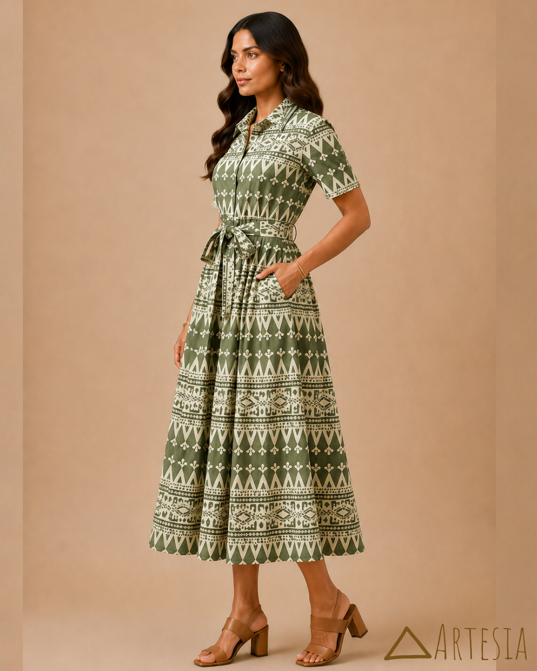 Atlas Olive Midi Dress