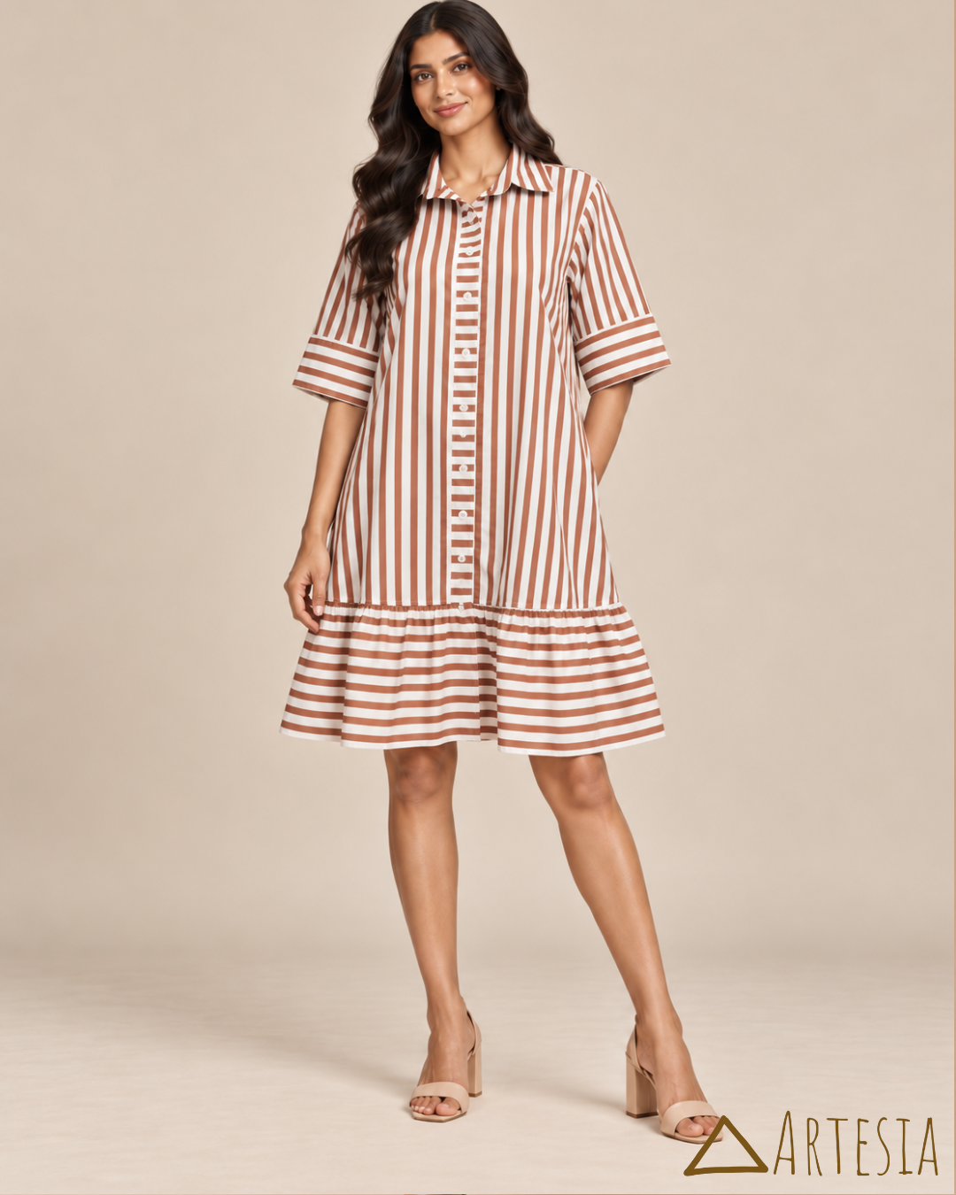 Capri Clay Stripe Dress