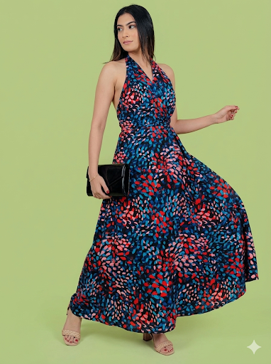 Sapphire Bloom Gala Dress