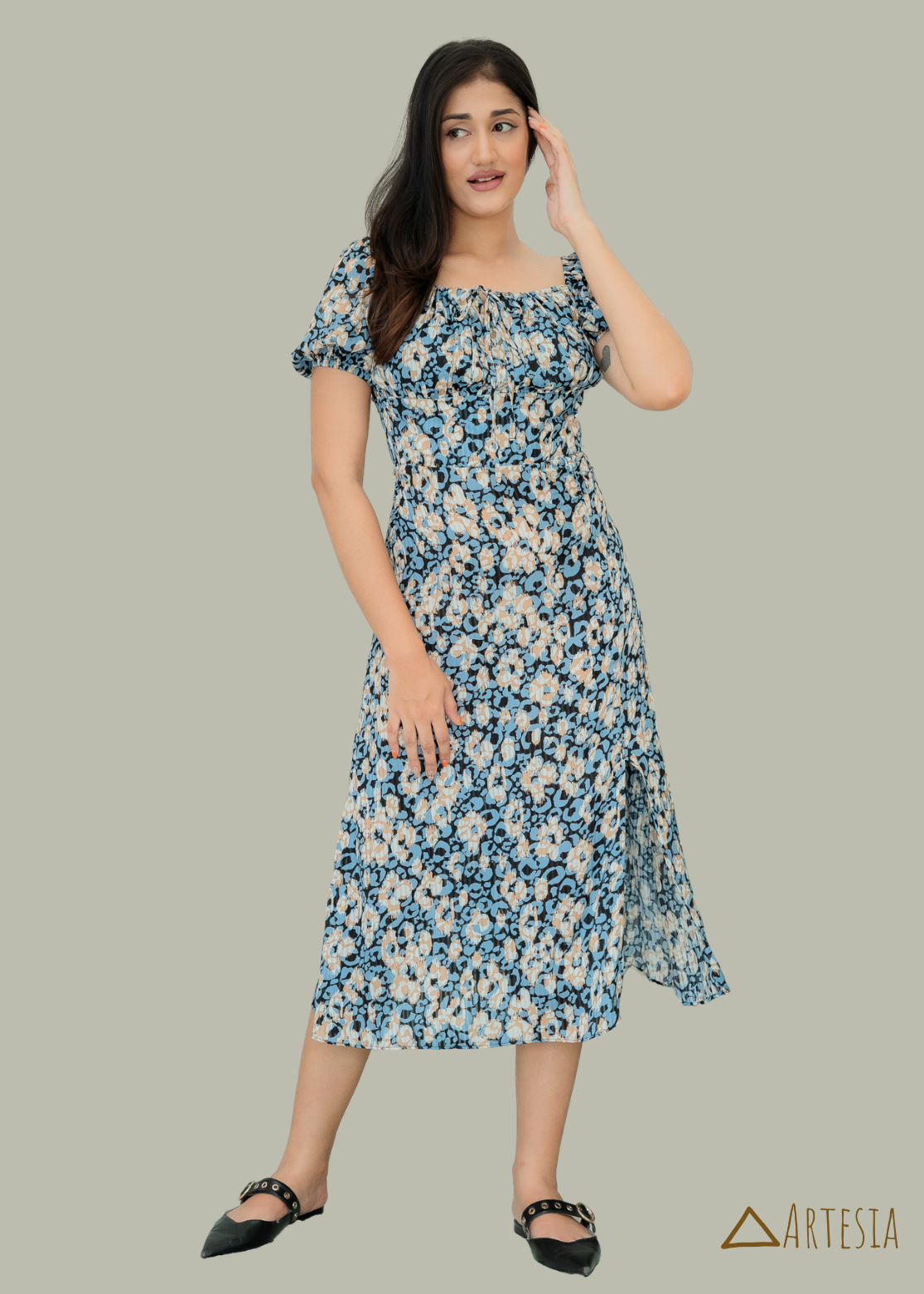 Serenity Blue Floral Midi dress