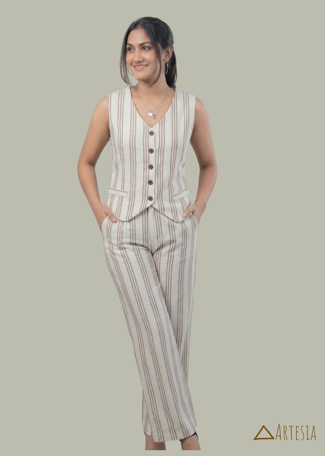 Caspian Stripe Tailored Duo - Top