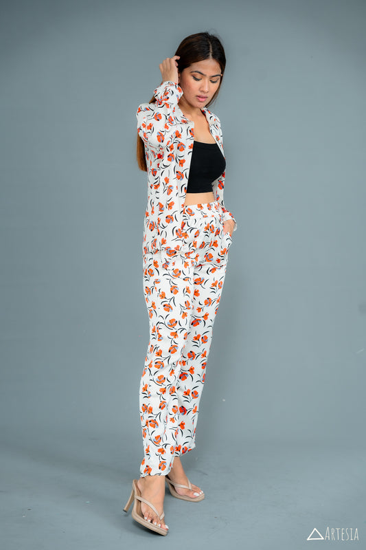 Tangerine Blossom Co-ord Pant