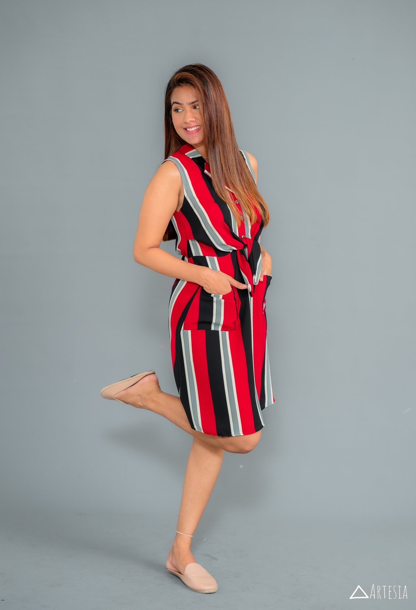 Crimson Chic Stripe Dress