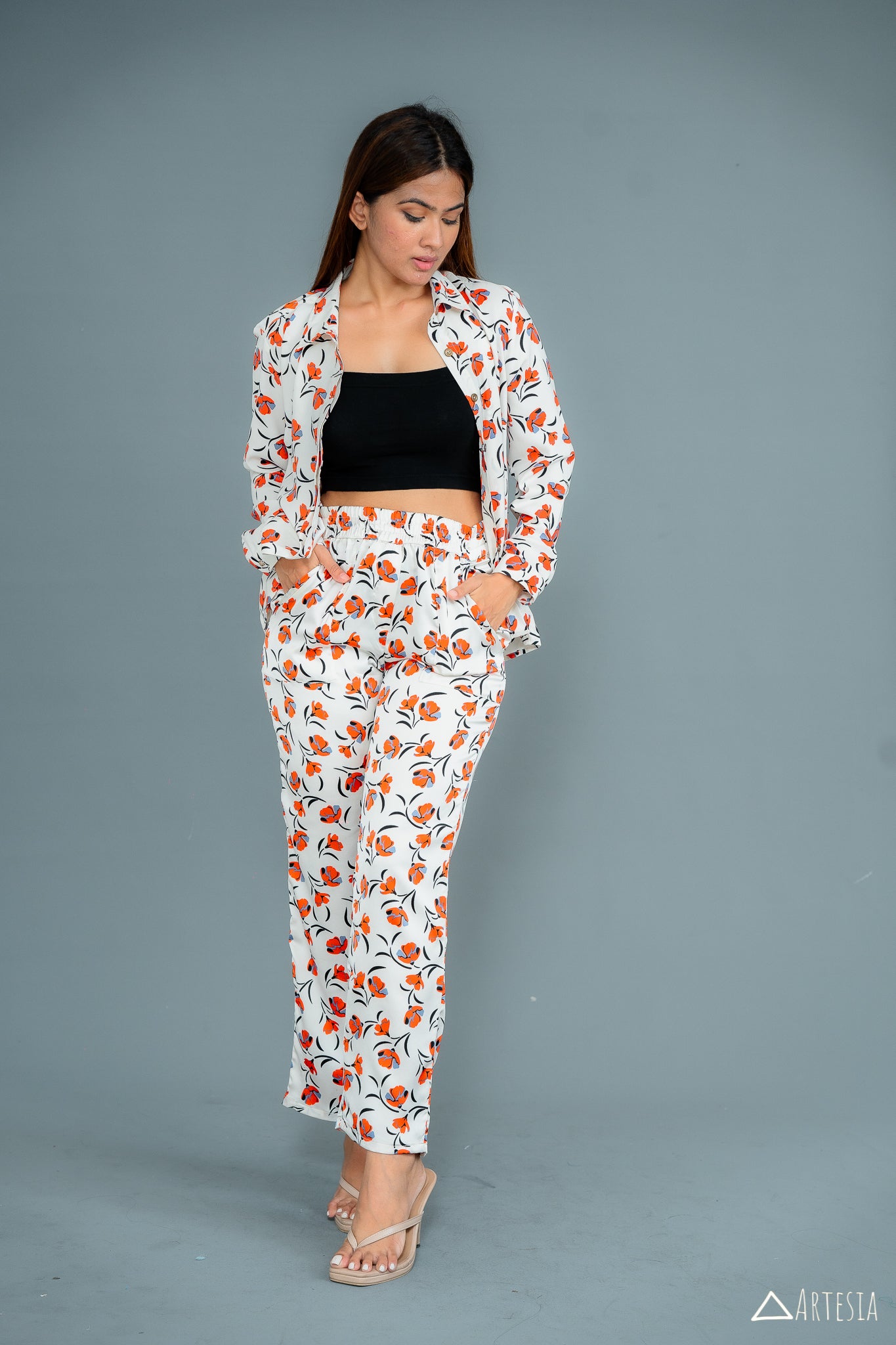 Tangerine Blossom Co-ord Pant
