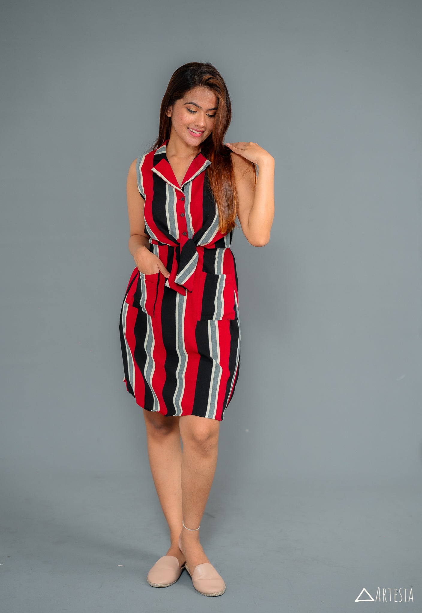 Crimson Chic Stripe Dress