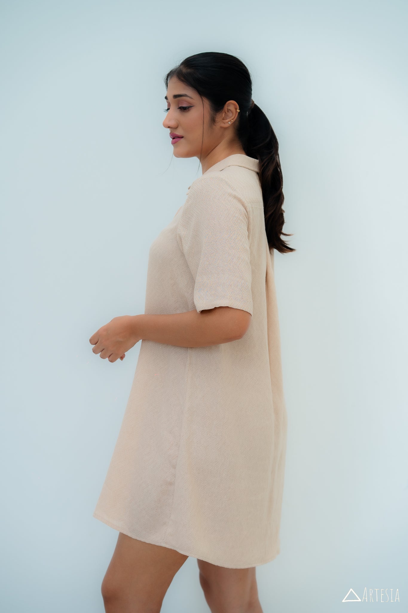 Beige Breeze Shirt Dress