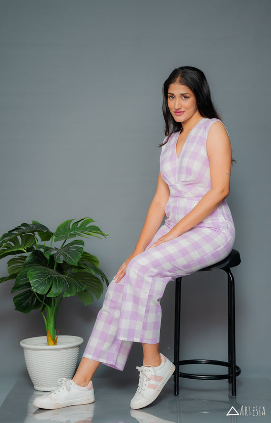 Pastel Checkered Charm Jumpsuit