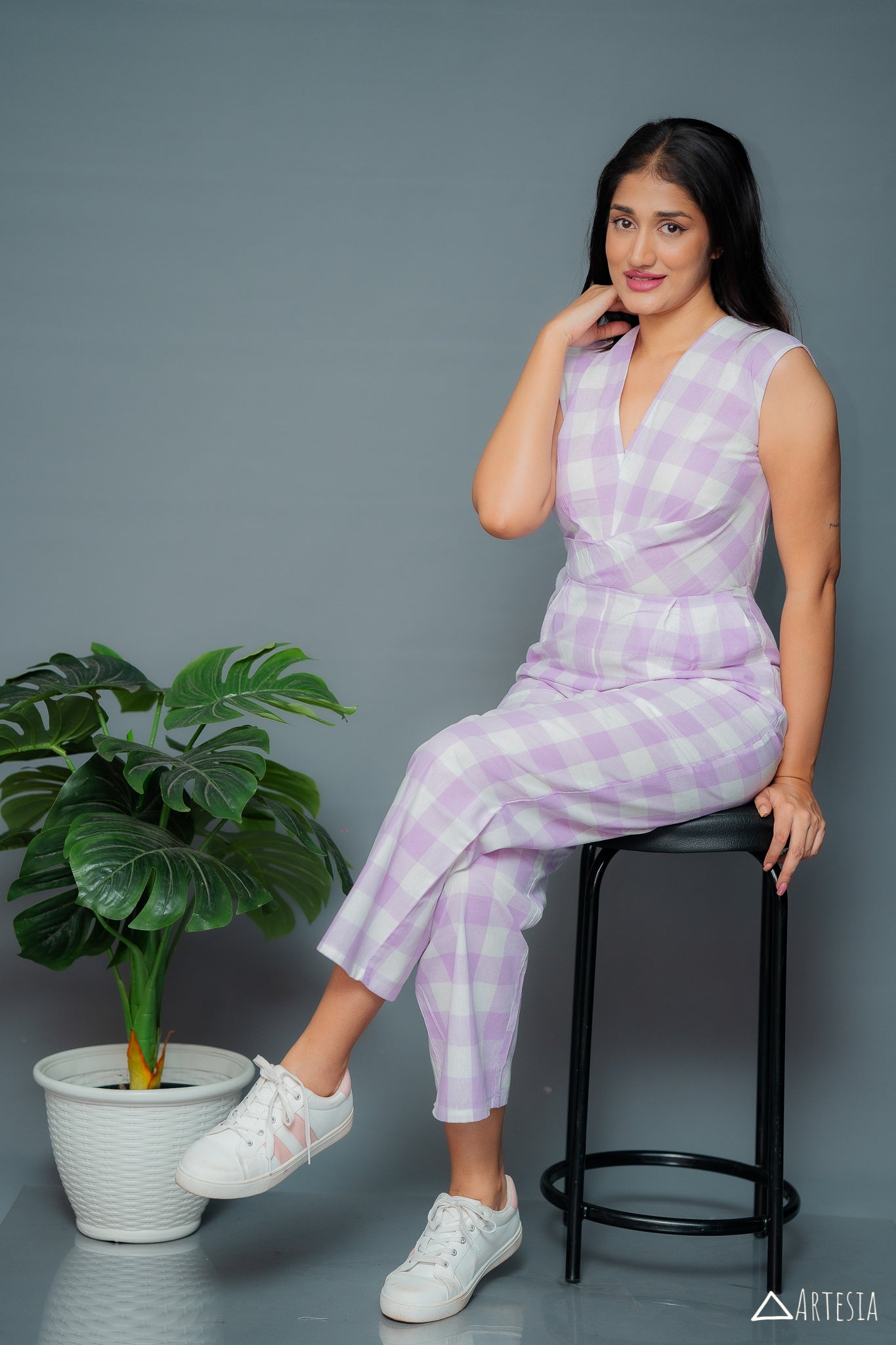 Pastel Checkered Charm Jumpsuit