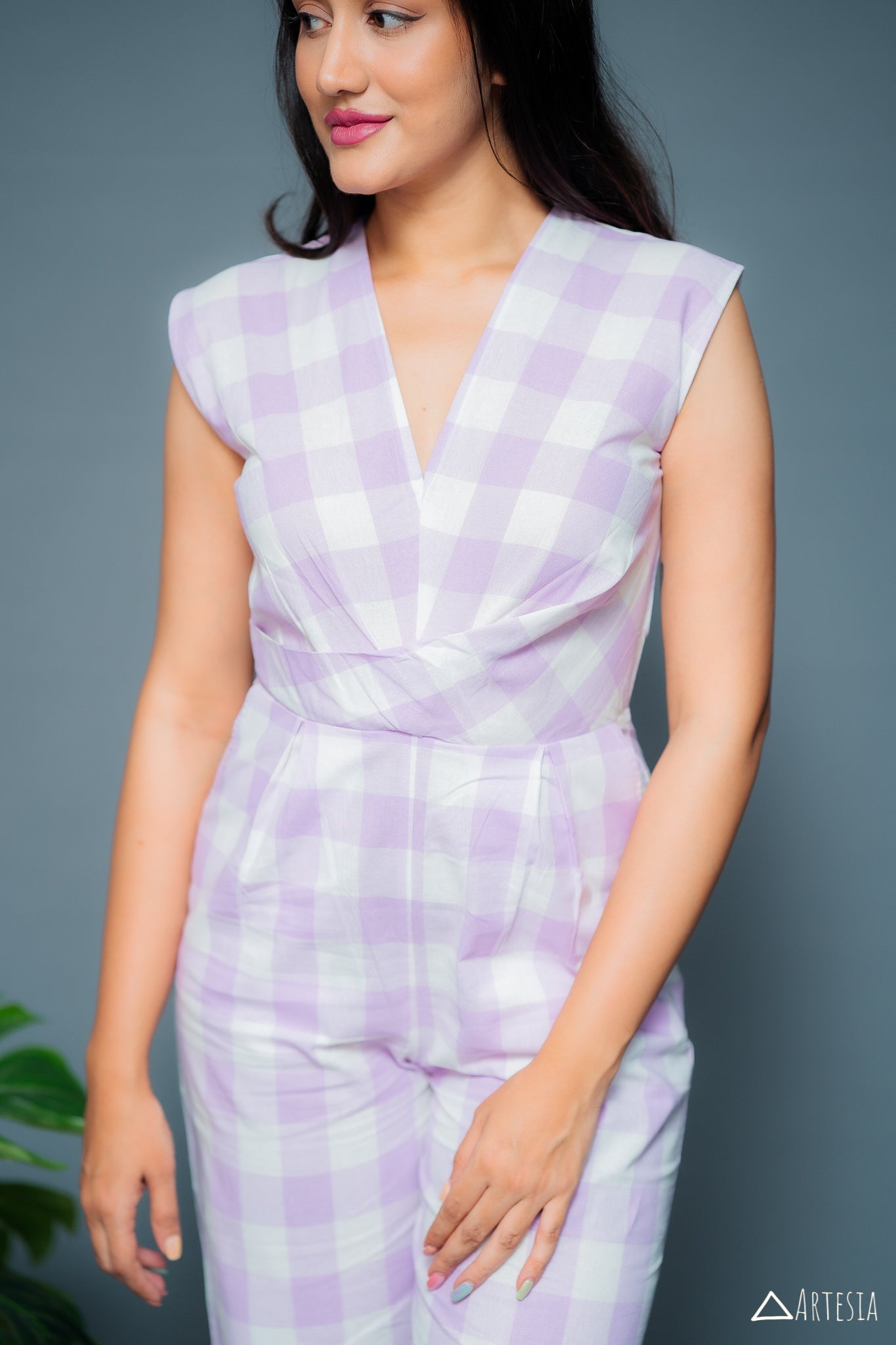 Pastel Checkered Charm Jumpsuit