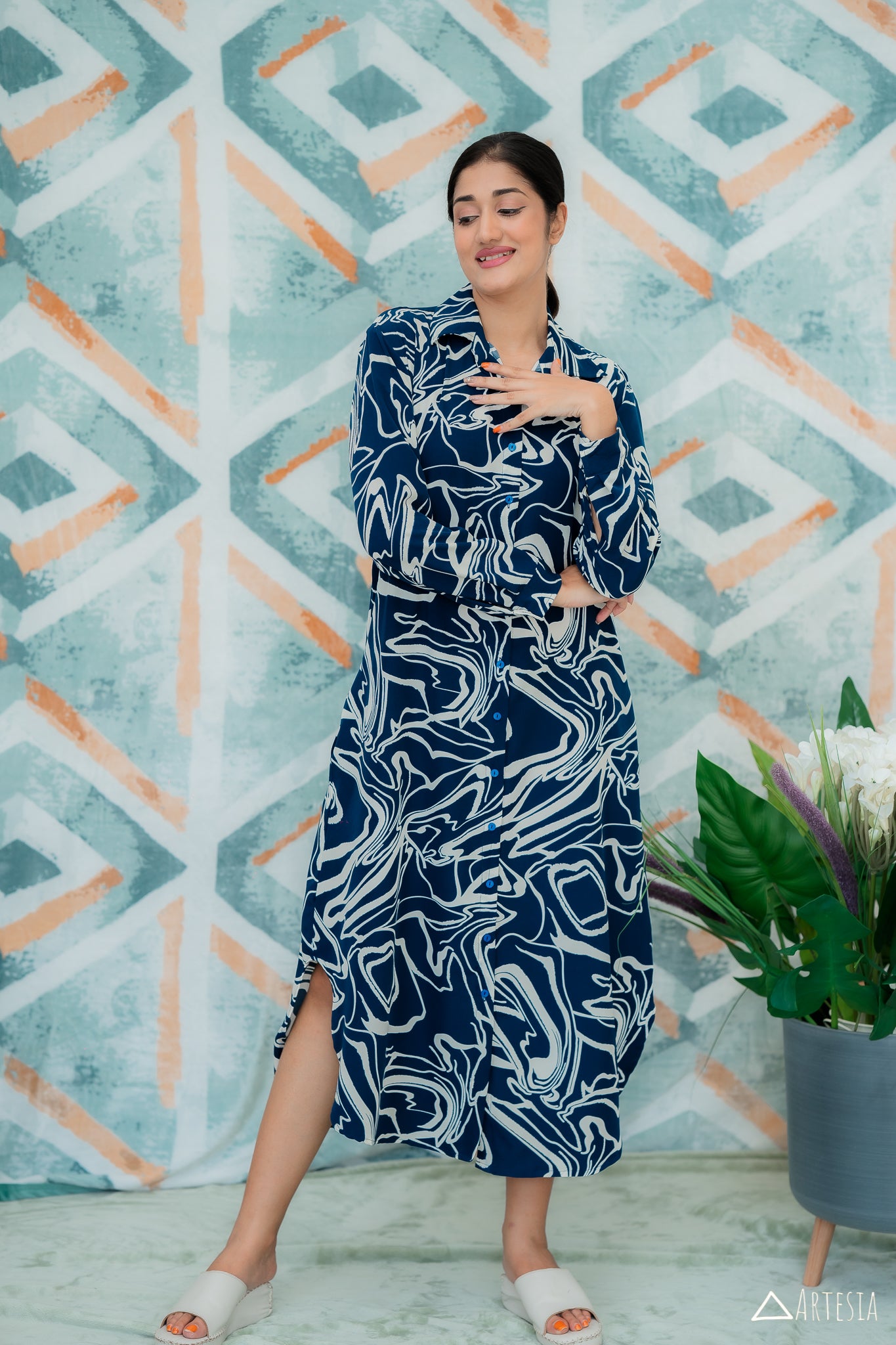 Indigo Intrigue Shirt Dress