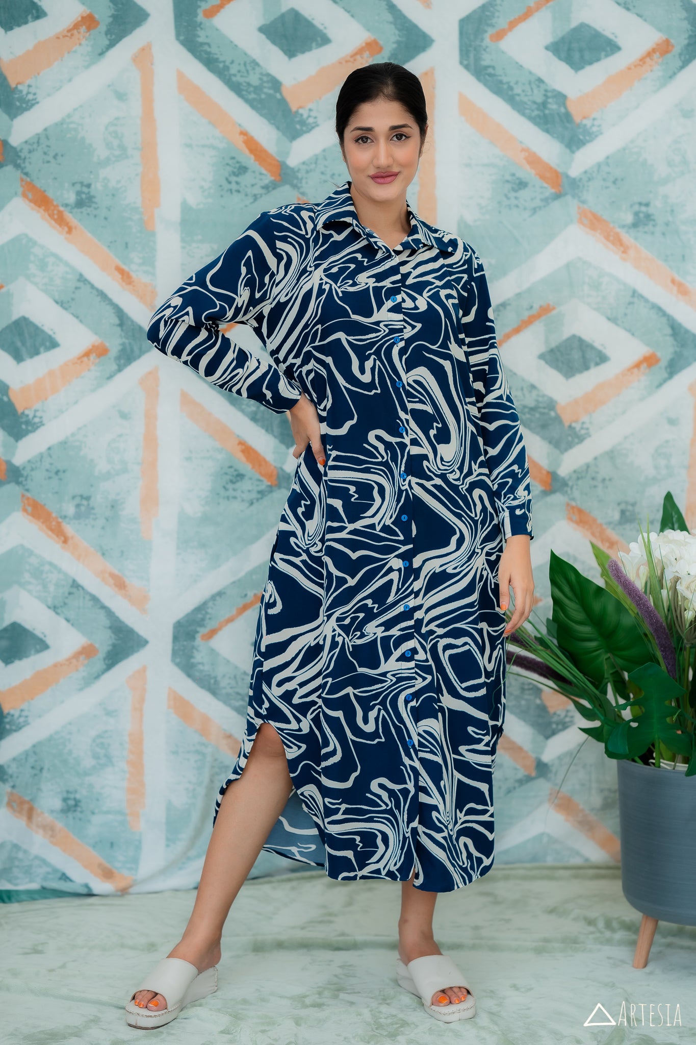 Indigo Intrigue Shirt Dress