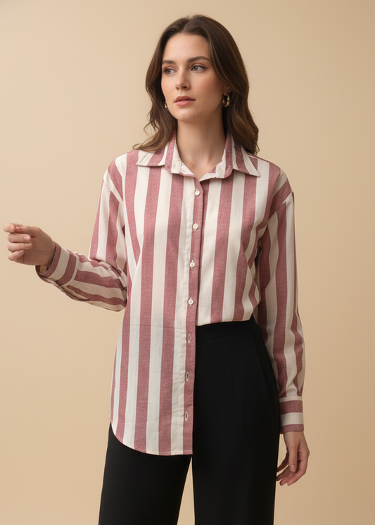 Rose Dune Linen Stripe Shirt
