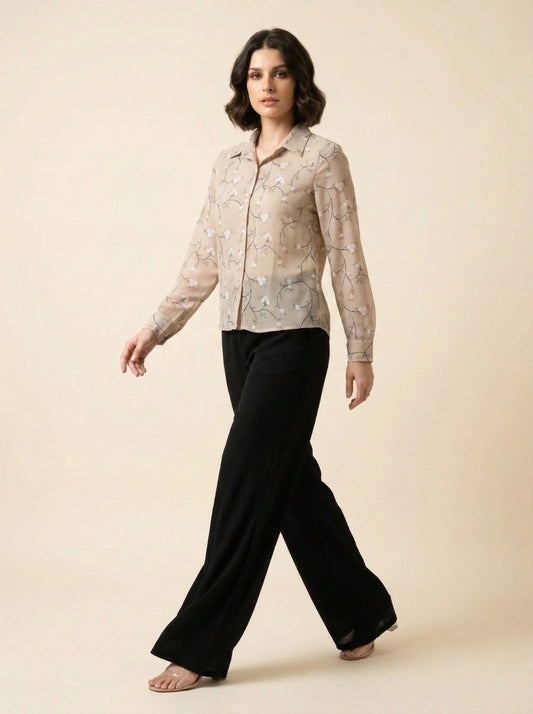 Aurelia Vine Silk-Chiffon Shirt